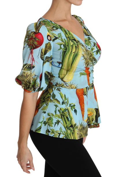 Vegetable Print Silk Top Extravaganza