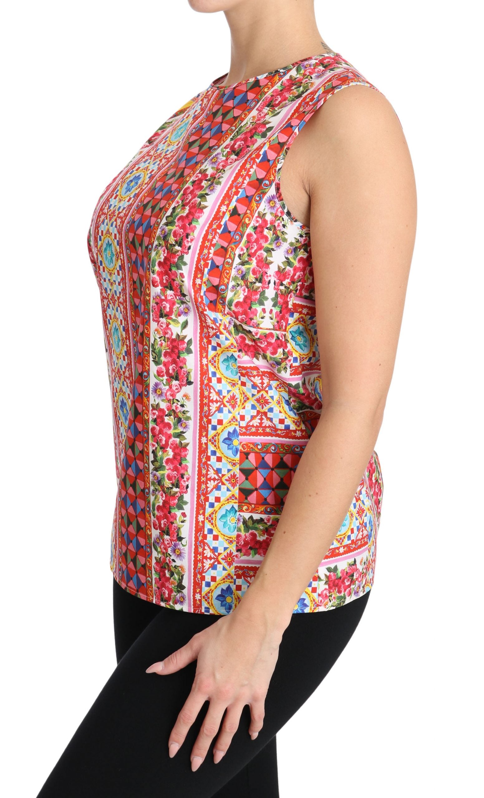 Carretto Print Pure Cotton Tank Top