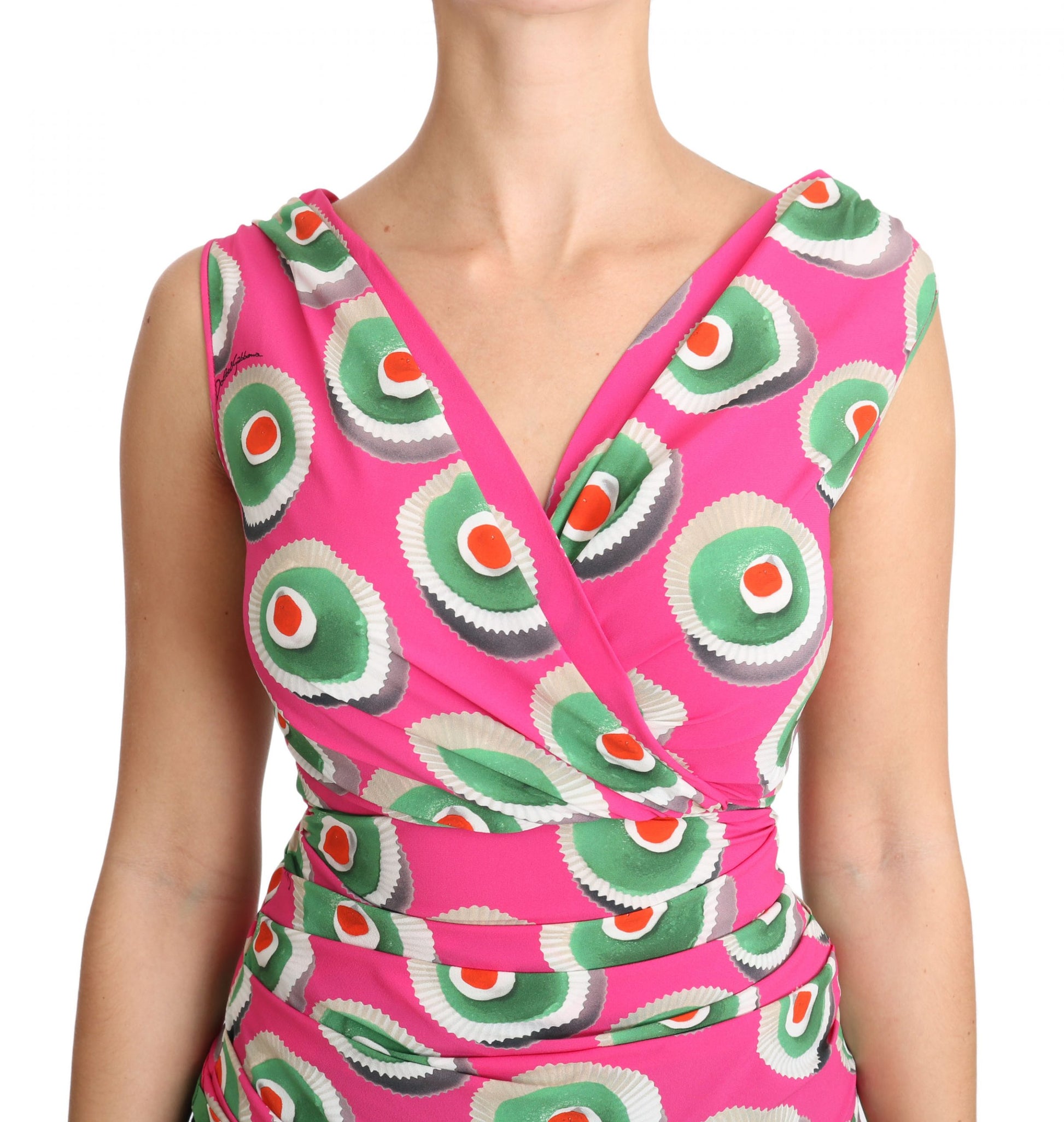 Sicilian Cake Print Sleeveless Silk Top