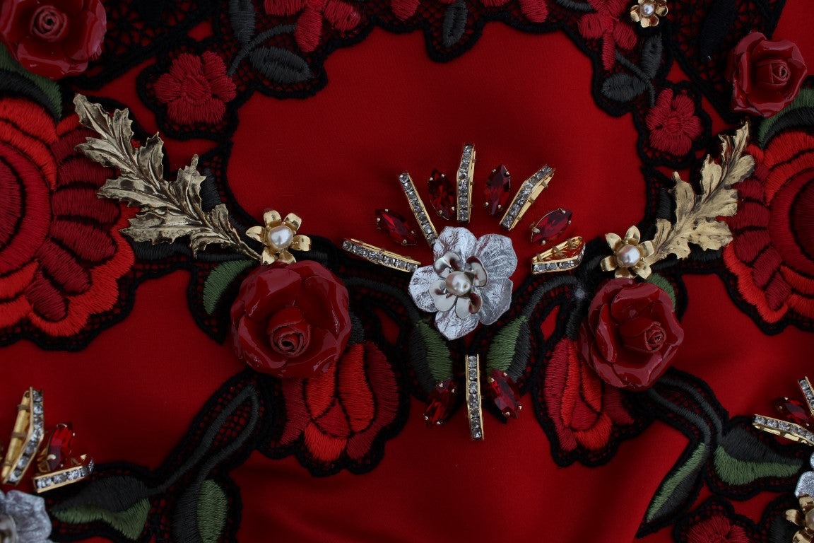 Dolce & Gabbana Ravishing Red Silk Embroidered Shorts