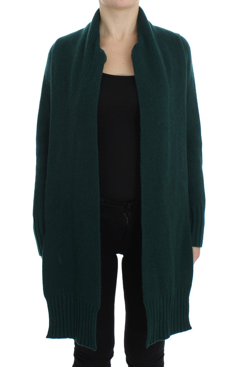 Elegant Green Cashmere Cardigan Sweater