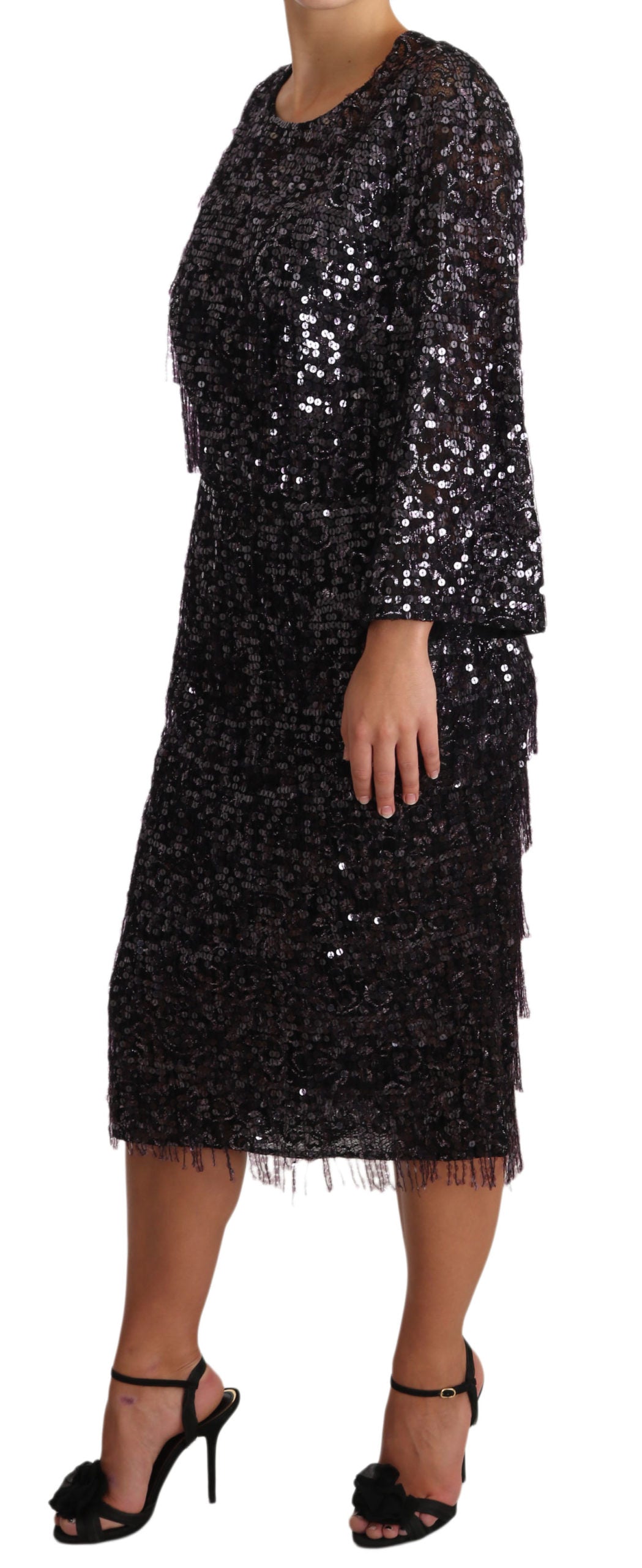 Sequined Shift Midi Dress – Timeless Elegance