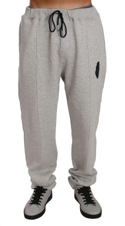 Billionaire Italian Couture Elegant Gray Cotton Sweatsuit Ensemble