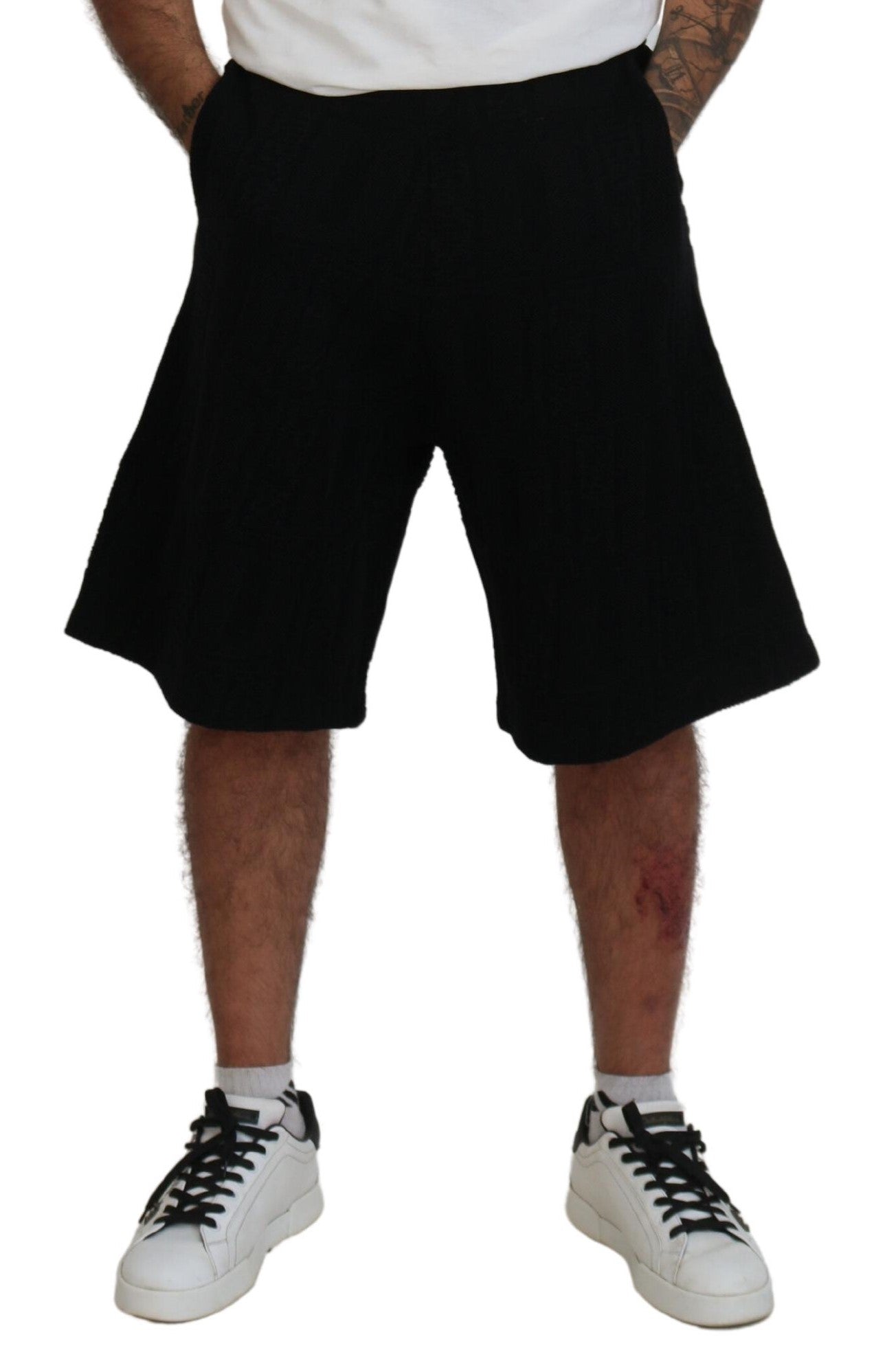 Dsquared² Black Solid Pull On Men Casual Bermuda Shorts