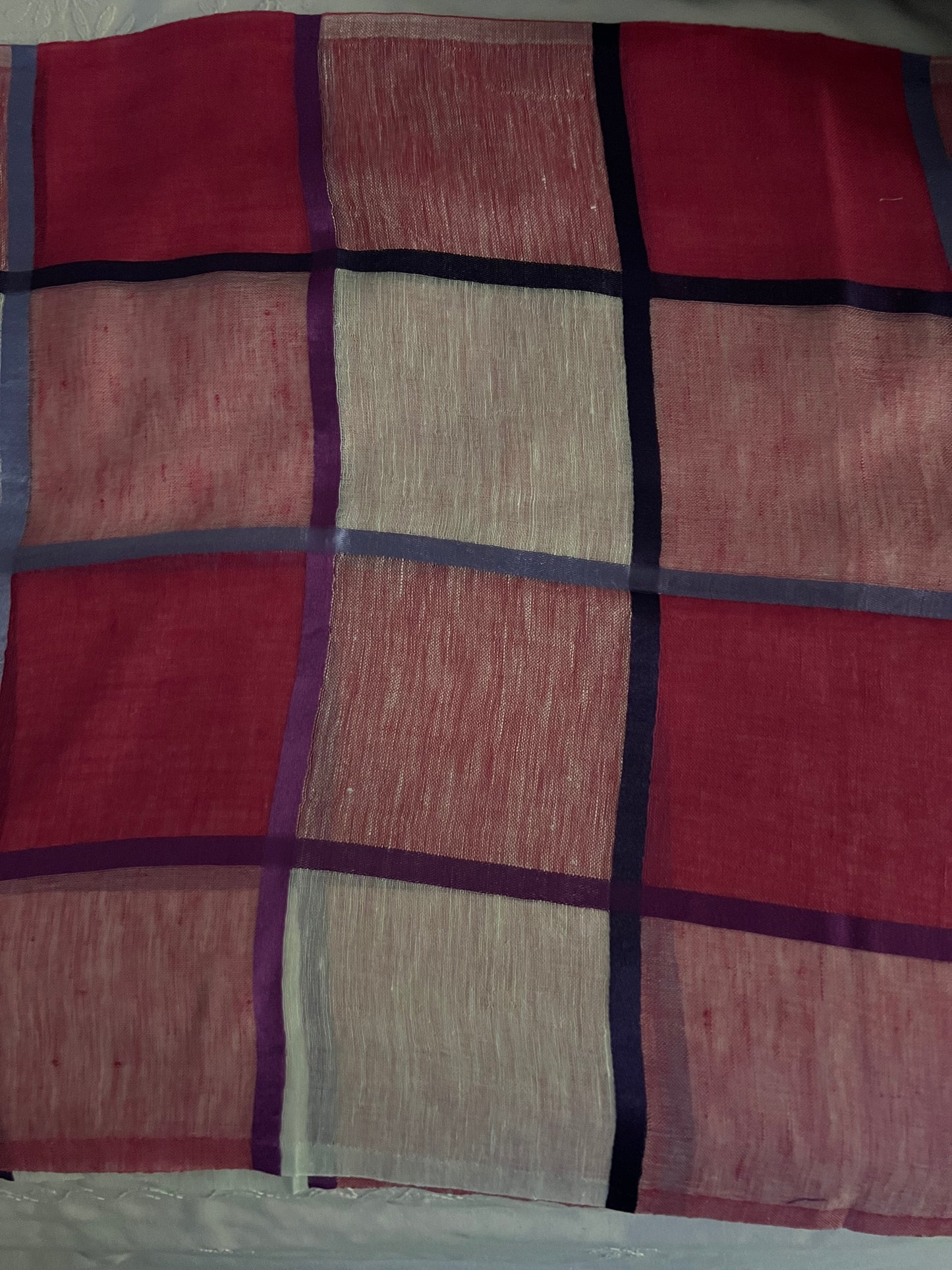 Multicoloured Large Square Design - Cotton-Silk-Linen- Scarves / Wraps / Stoles