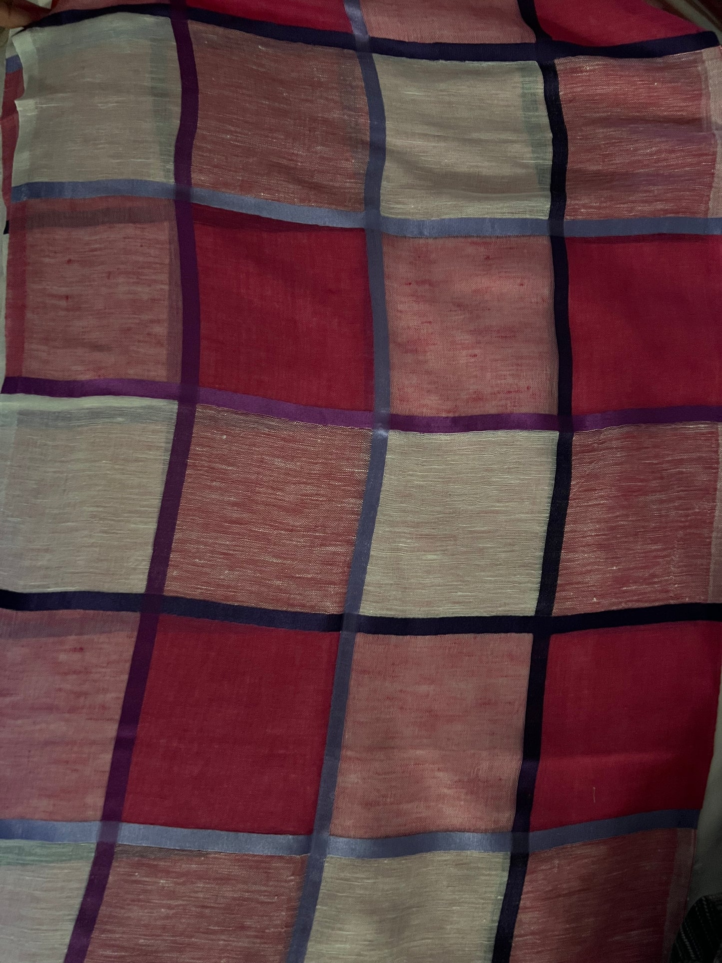 Multicoloured Large Square Design - Cotton-Silk-Linen- Scarves / Wraps / Stoles