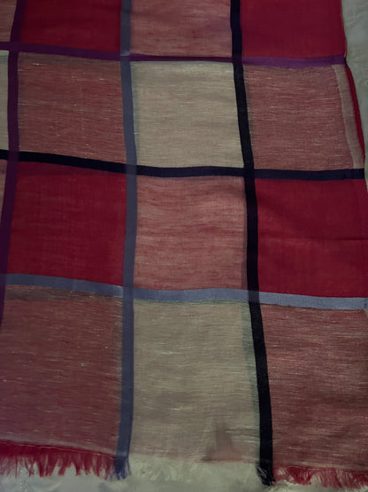 Multicoloured Large Square Design - Cotton-Silk-Linen- Scarves / Wraps / Stoles