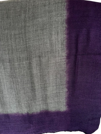 Gray with Purple Border Ombre - Silk Wool - Scarves / Wraps / Stoles