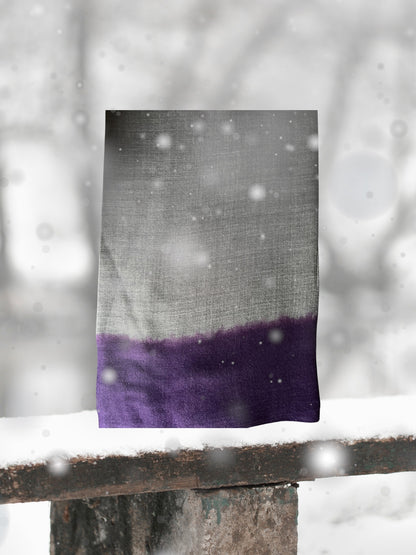 Gray with Purple Border Ombre - Silk Wool - Scarves / Wraps / Stoles