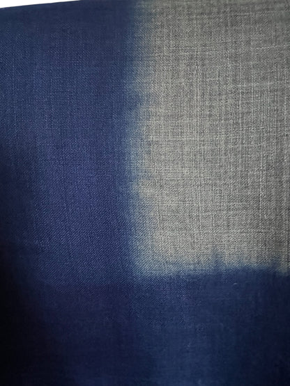 Grayish Blue with Blue Border Ombre - Silk Wool - Scarves / Wraps / Stoles