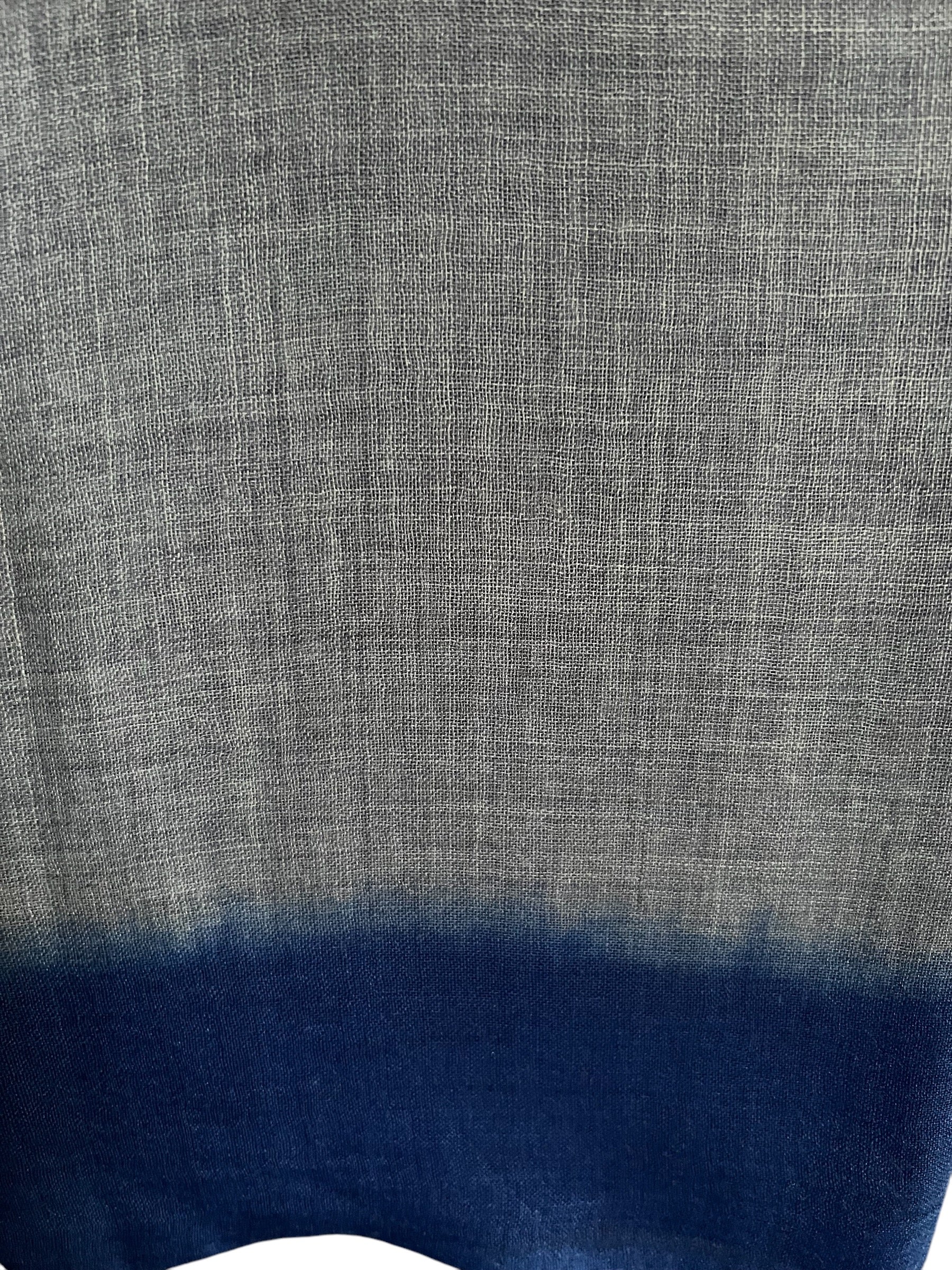 Grayish Blue with Blue Border Ombre - Silk Wool - Scarves / Wraps / Stoles