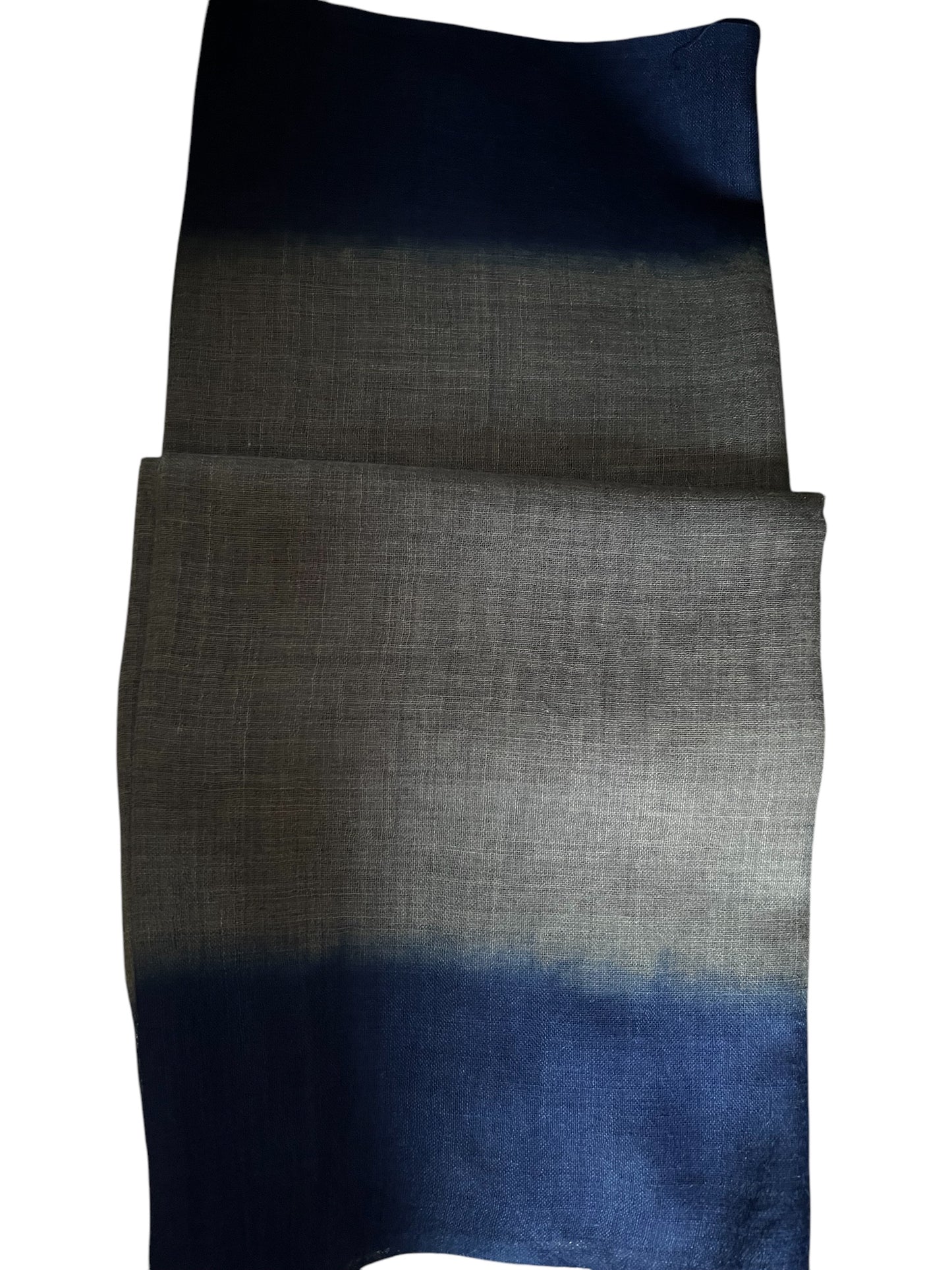 Grayish Blue with Blue Border Ombre - Silk Wool - Scarves / Wraps / Stoles