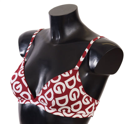 Dolce & Gabbana Red Cotton Logo Printed Designer Bra