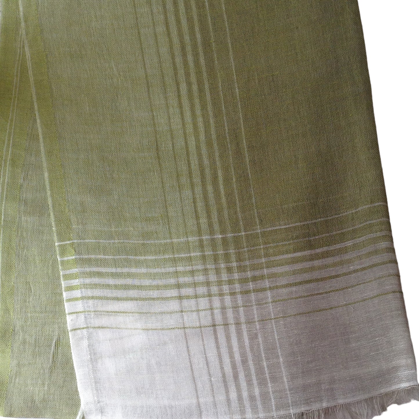 Green & White Linen-Cotton - Scarves / Wraps / Stoles