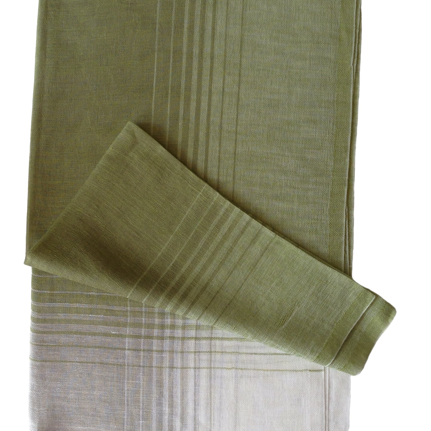 Green & White Linen-Cotton - Scarves / Wraps / Stoles