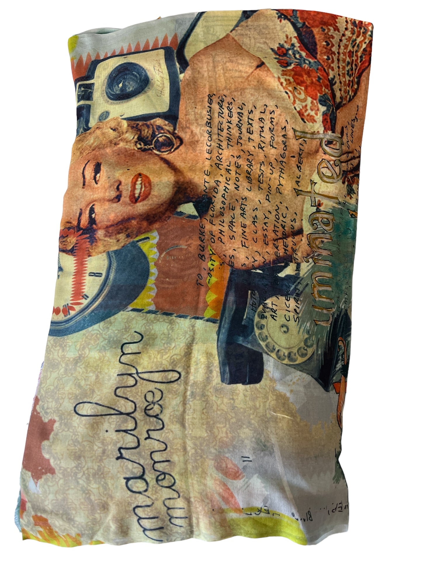 Multicoloured Marilyn Monroe Digital Printed Linen - Scarves / Wraps / Stoles