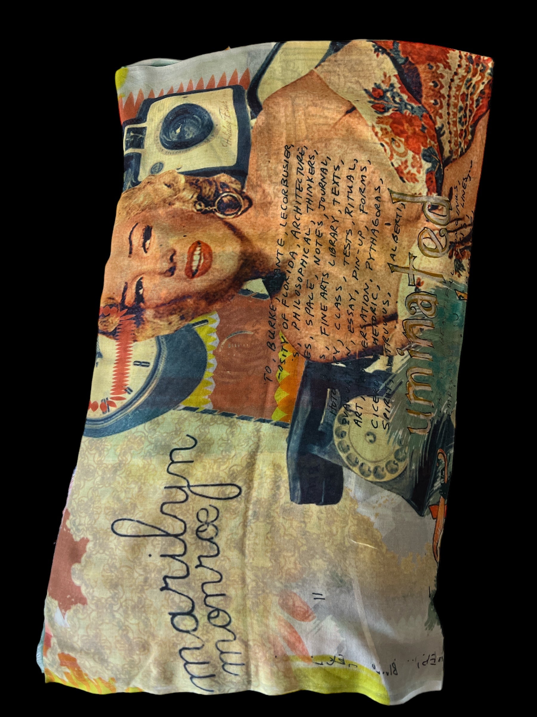 Multicoloured Marilyn Monroe Digital Printed Linen - Scarves / Wraps / Stoles