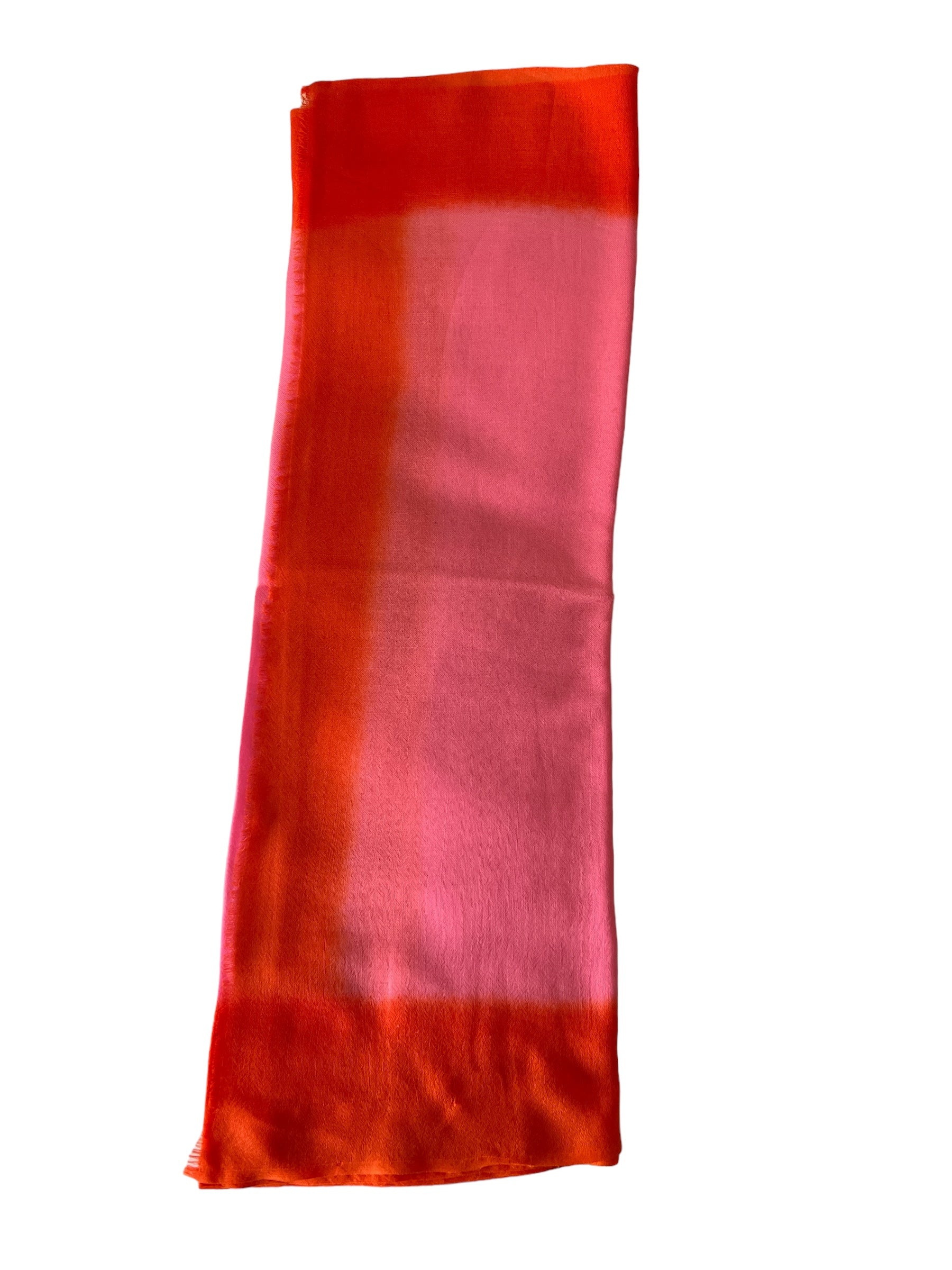 Pink & Orange Border Ombré Silk-Wool - Scarves / Wraps / Stoles