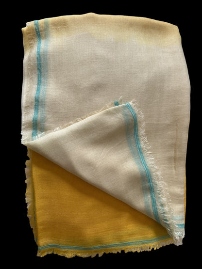 Cream & Yellow Ombre Linen-Cotton - Scarves / Wraps / Stoles