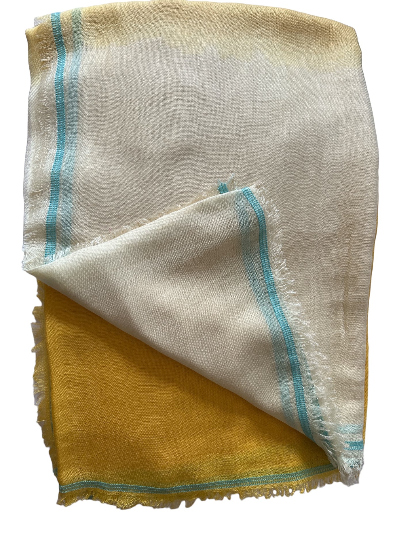 Cream & Yellow Ombre Linen-Cotton - Scarves / Wraps / Stoles