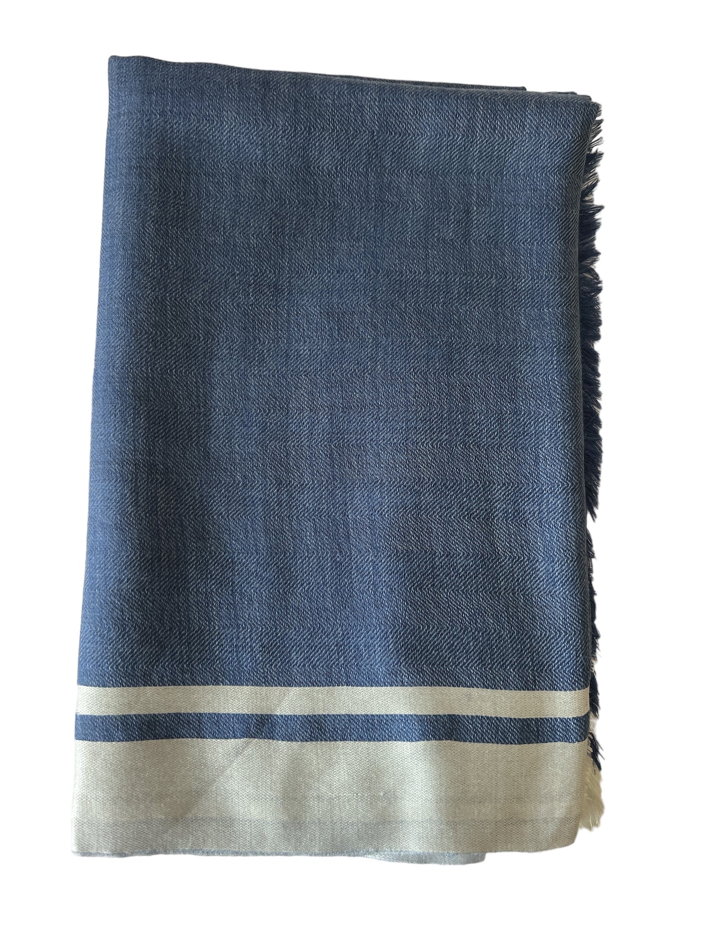 Blue with White Border Silk - Scarves / Wraps / Stoles