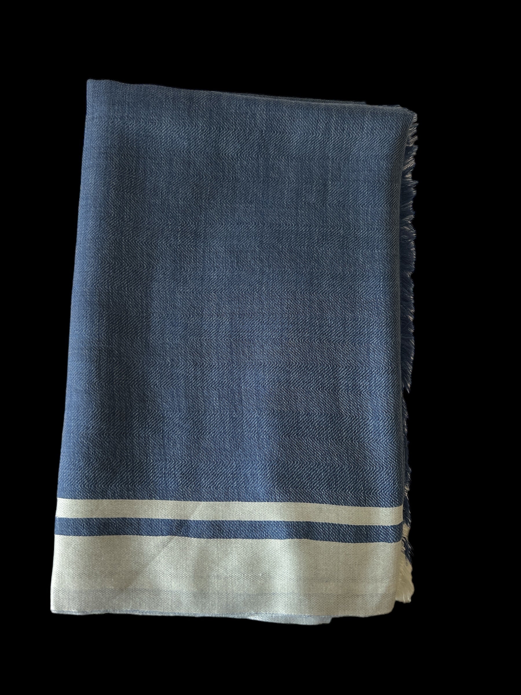 Blue with White Border Silk - Scarves / Wraps / Stoles