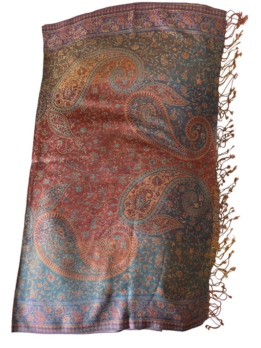 Multicoloured Embroidered Silk Self Printed - - Scarves / Wraps / Stoles