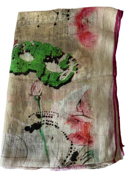 Multicoloured Digital Printed Linen - Scarves / Wraps / Stoles