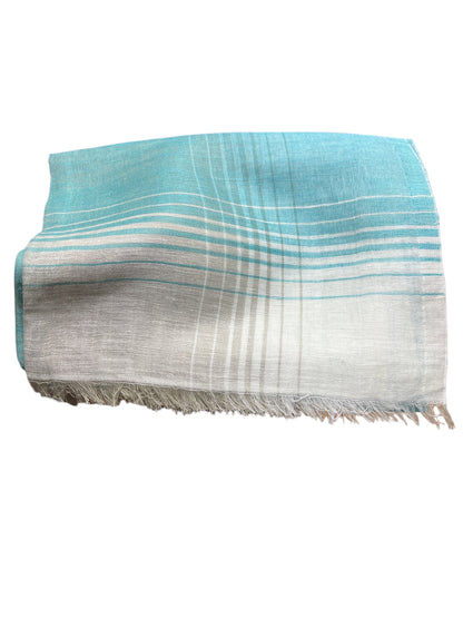 Blue & White Linen-Cotton - Scarves / Wraps / Stoles