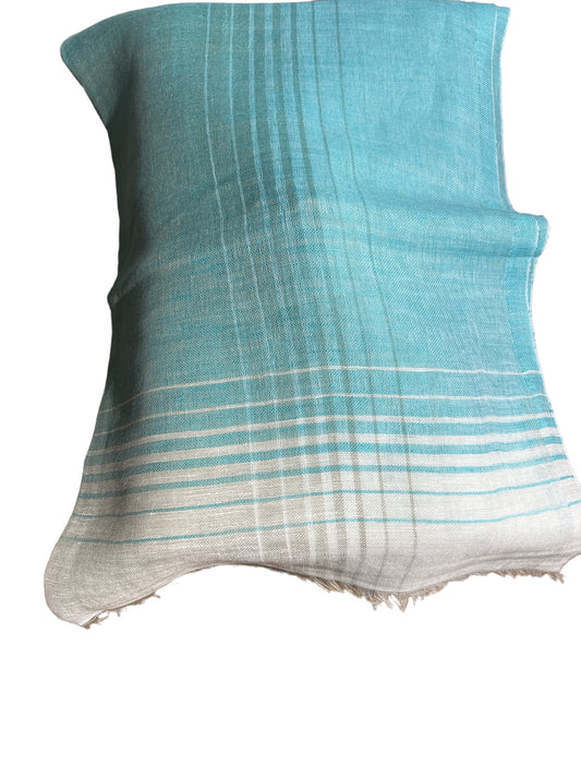 Blue & White Linen-Cotton - Scarves / Wraps / Stoles