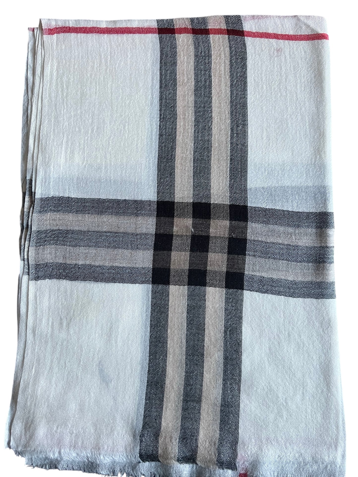 Classic Ivory Plaid Scarf