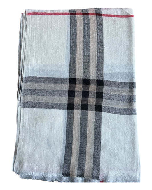 Classic Ivory Plaid Scarf