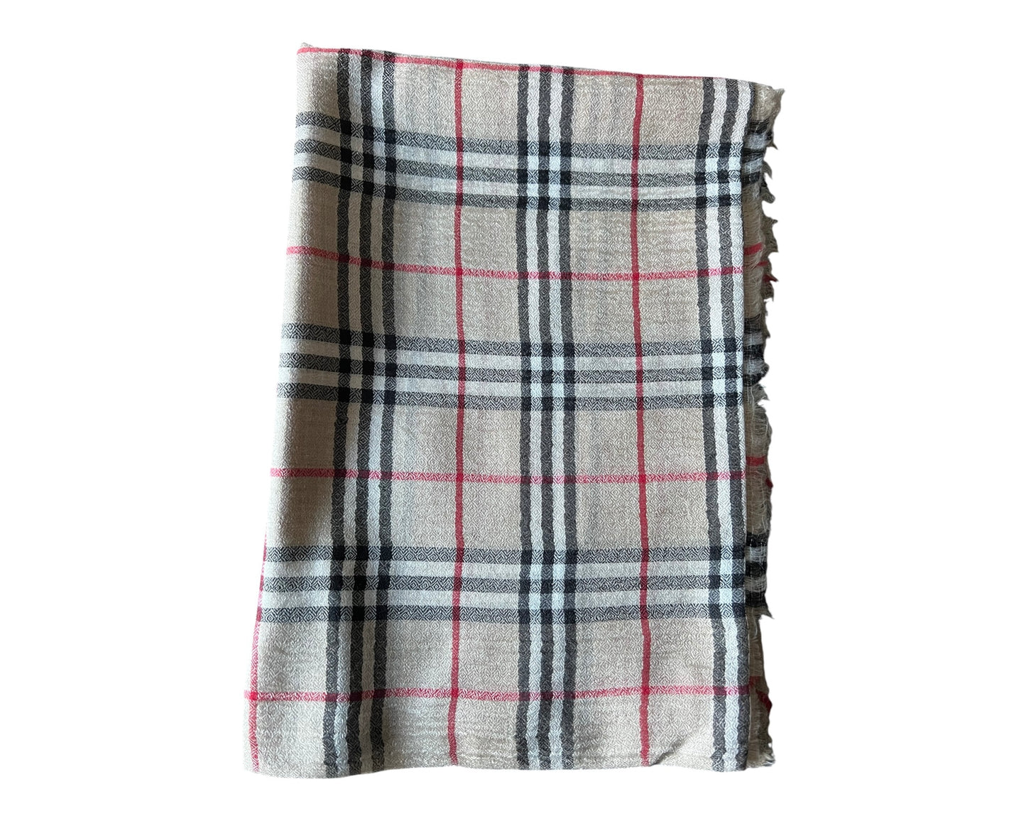 Classic Beige Plaid Scarf