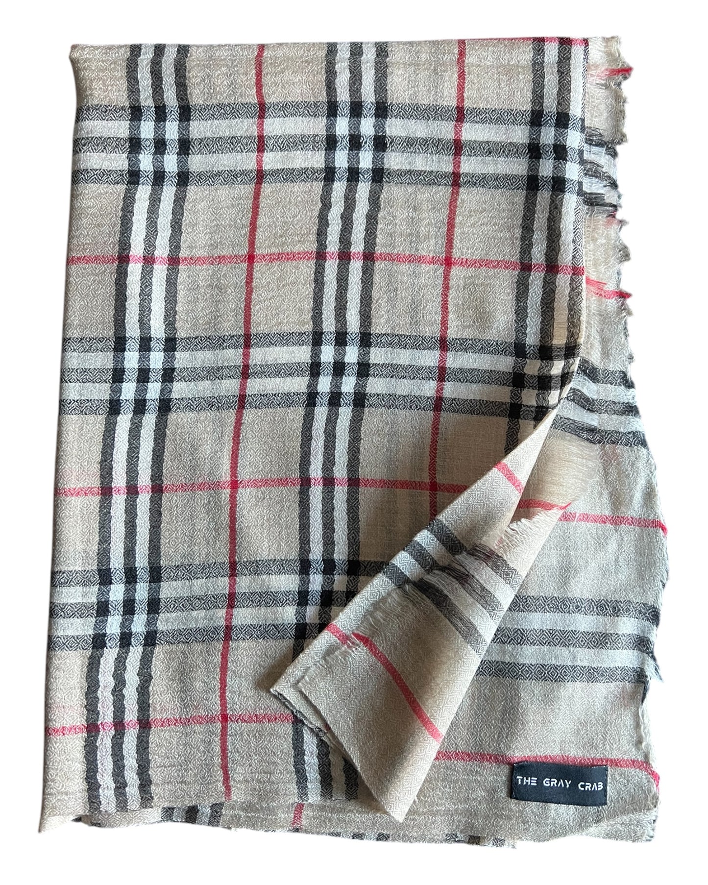 Classic Beige Plaid Scarf