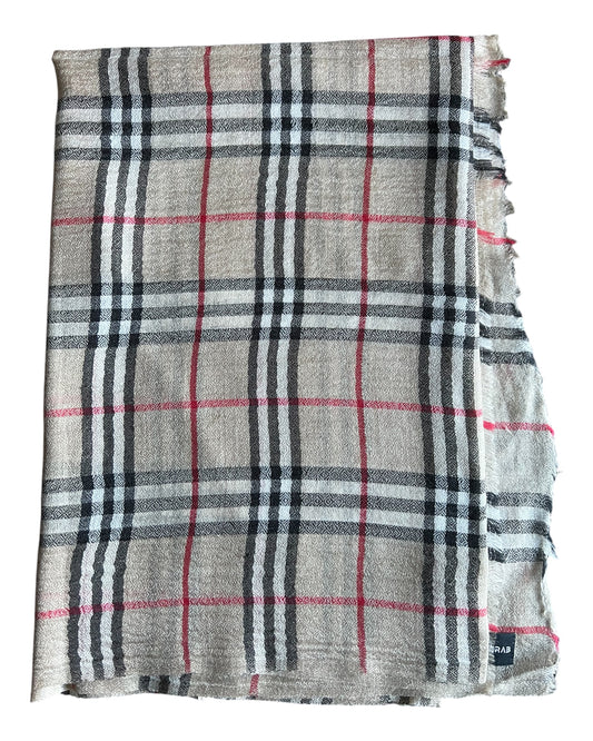 Classic Beige Plaid Scarf