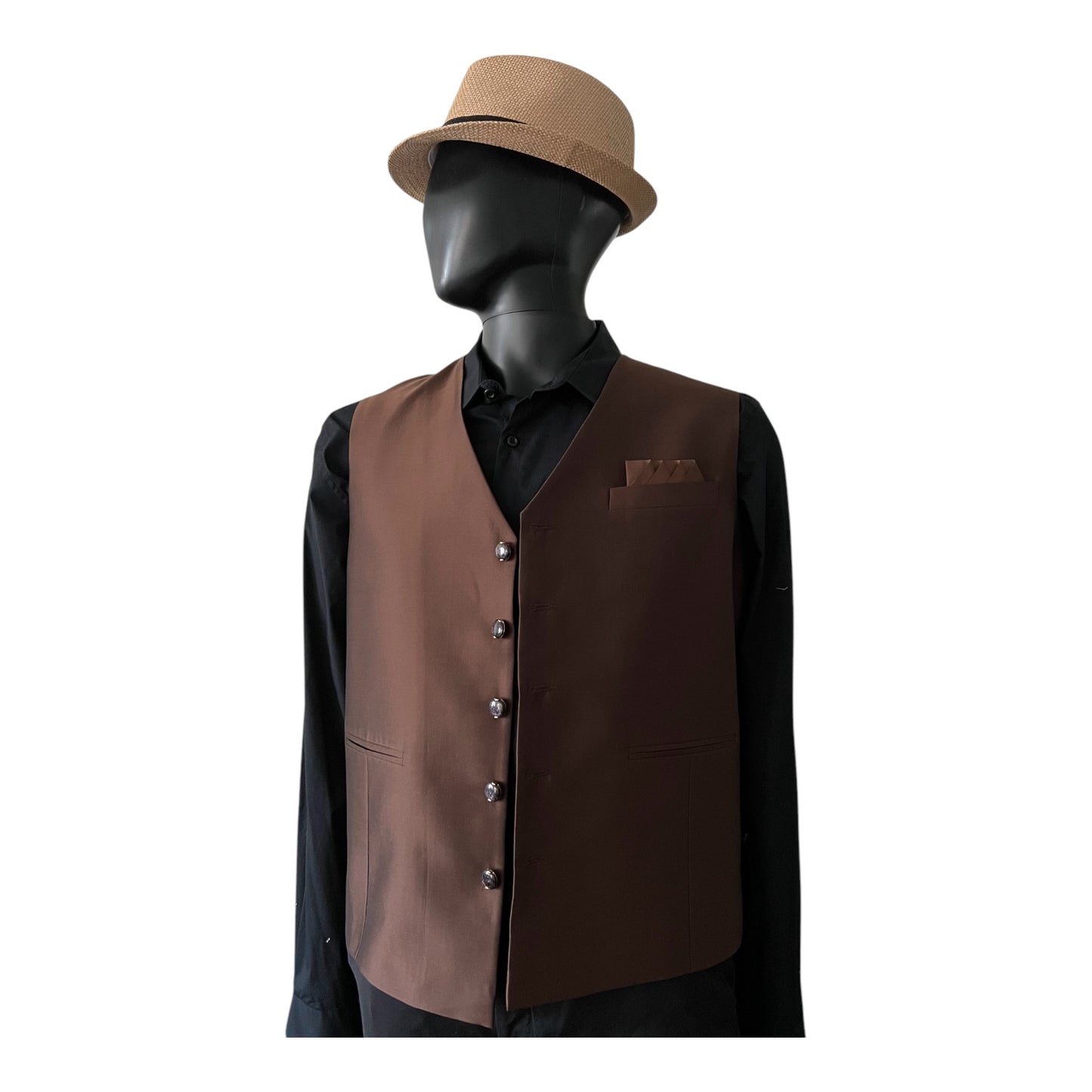 Rich Espresso Brown Hue Silk Vest