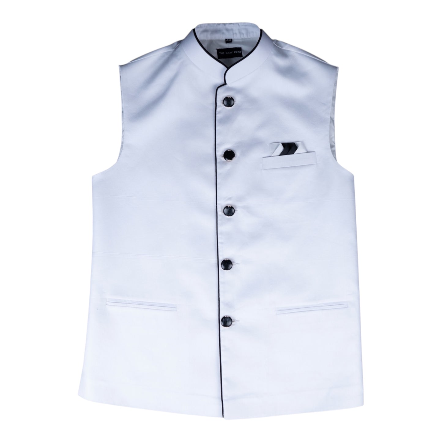 White Mandarin Collar Silk Vest