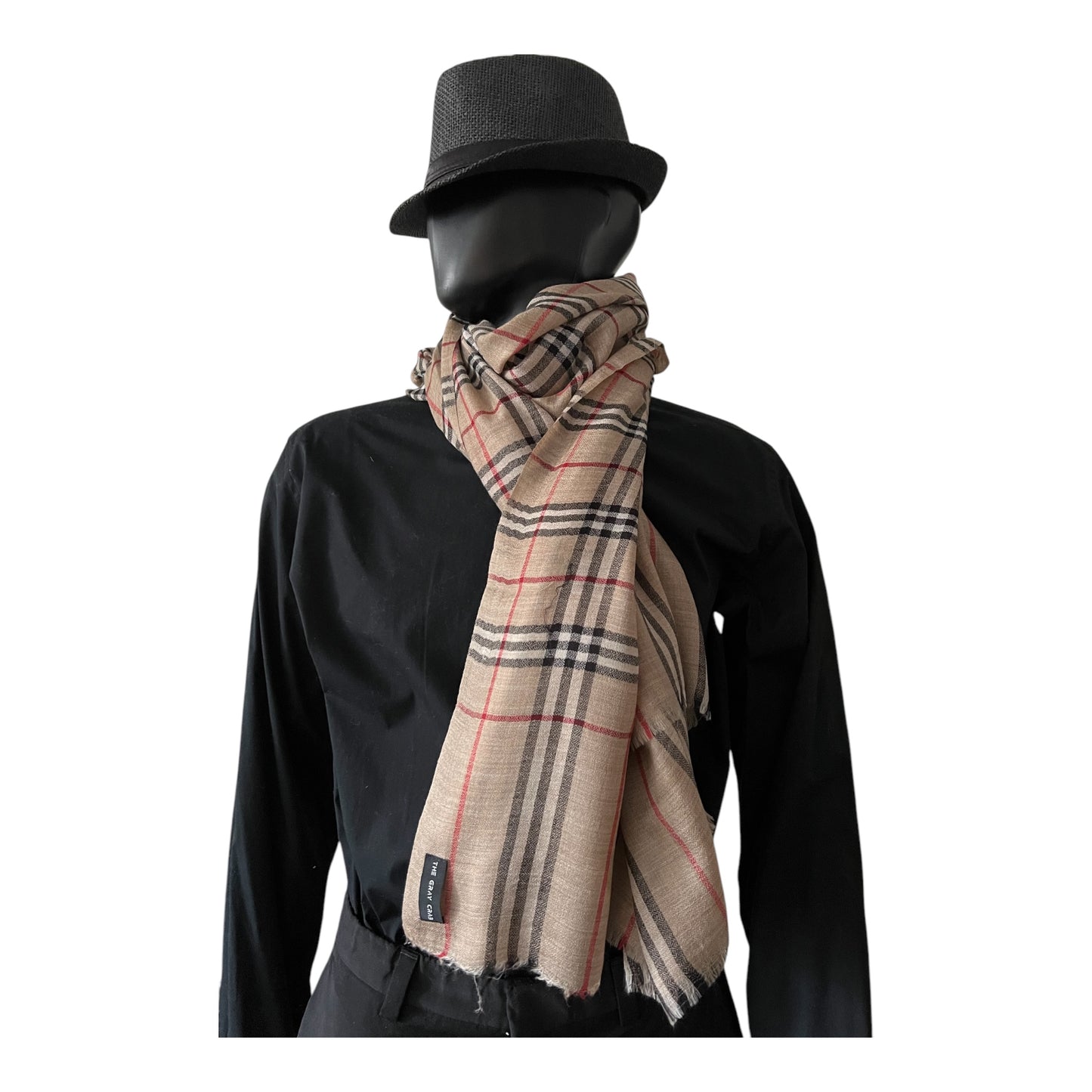 Classic Beige Plaid Scarf