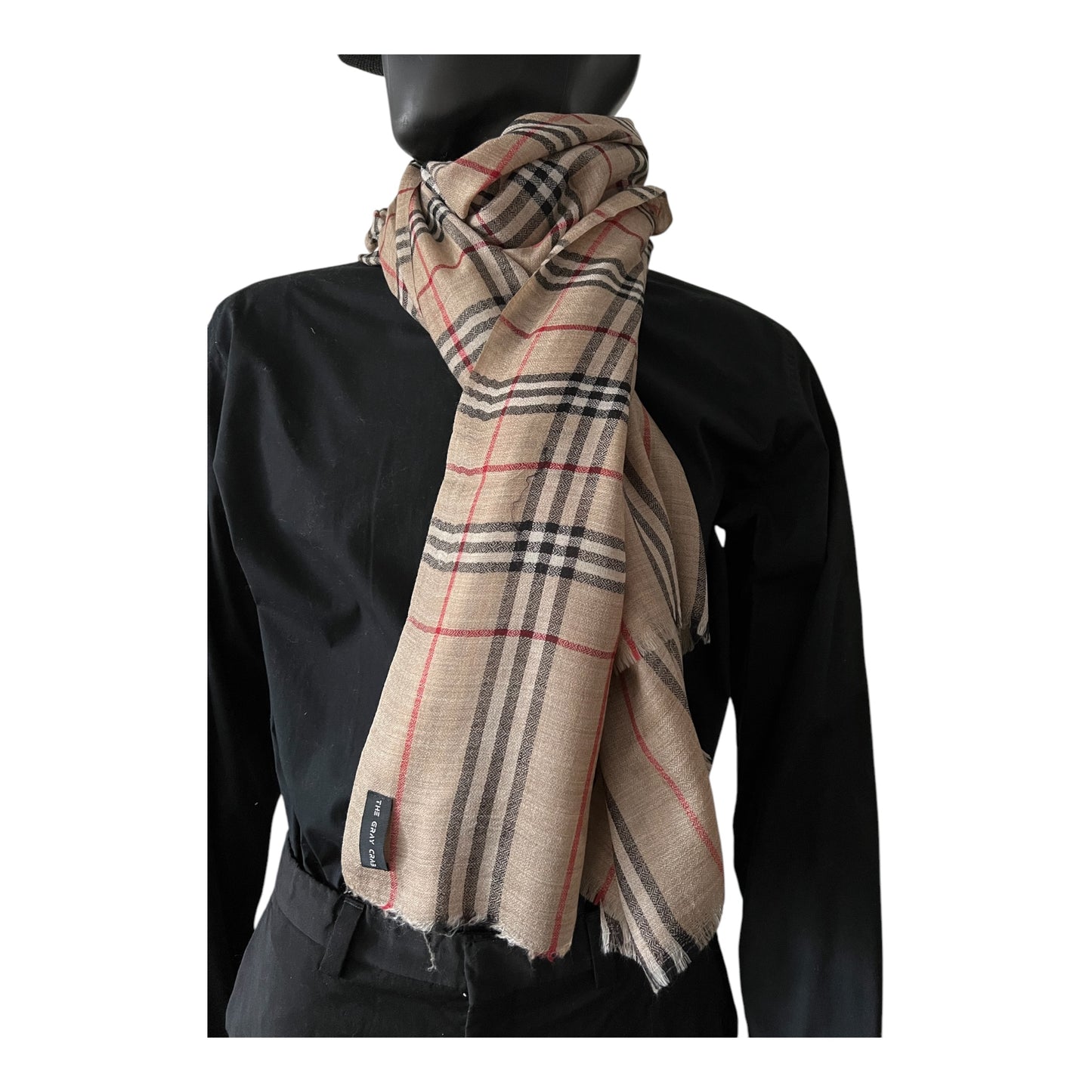 Classic Beige Plaid Scarf