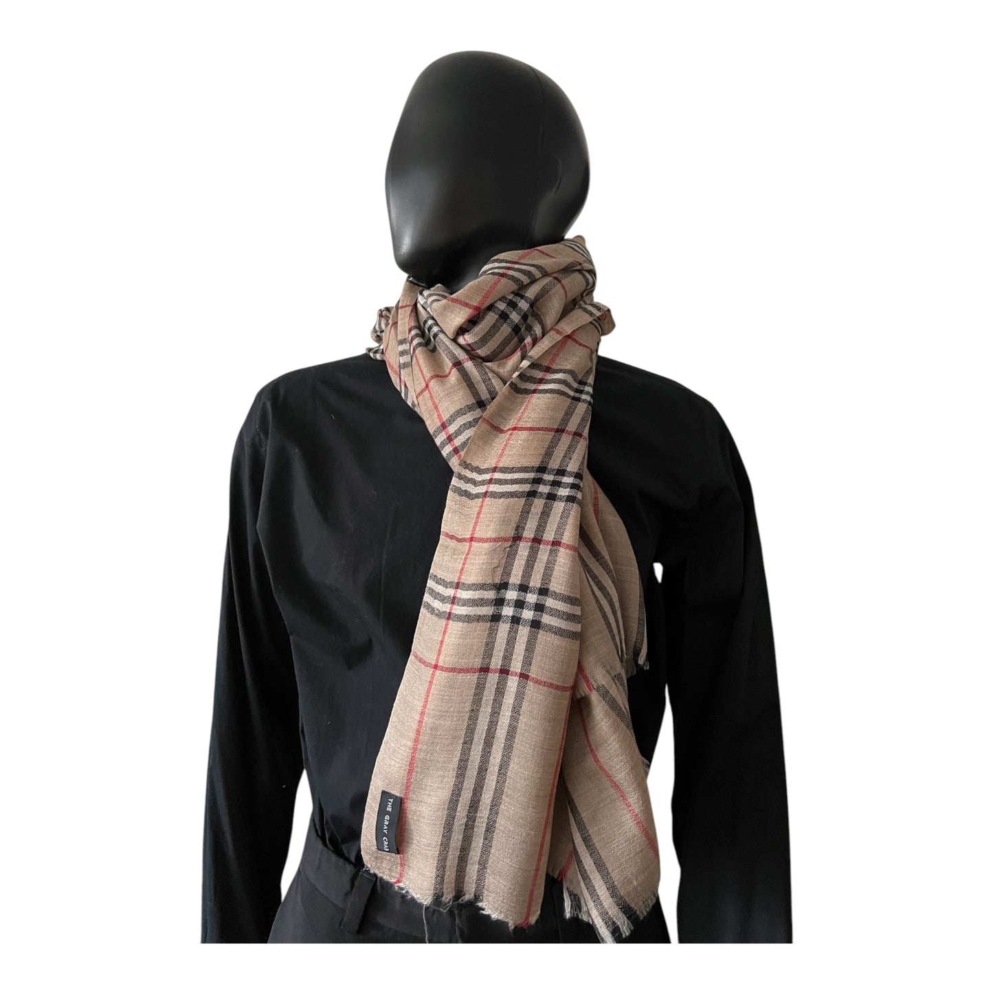 Classic Beige Plaid Scarf