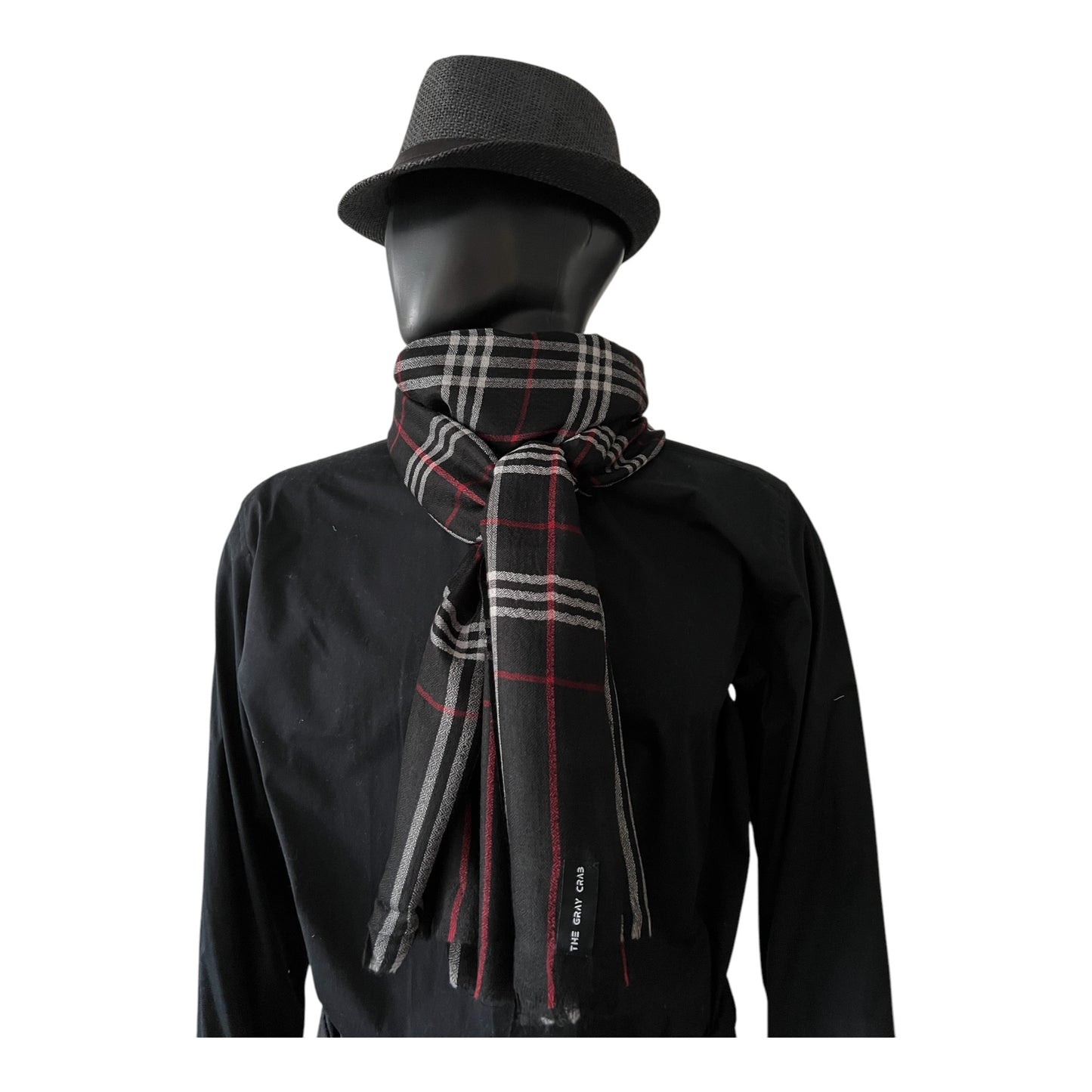 Classic Black Plaid Scarf