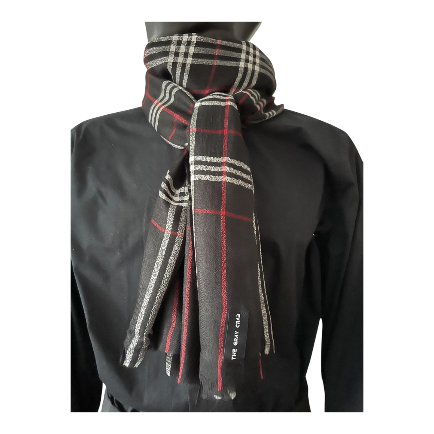 Classic Black Plaid Scarf