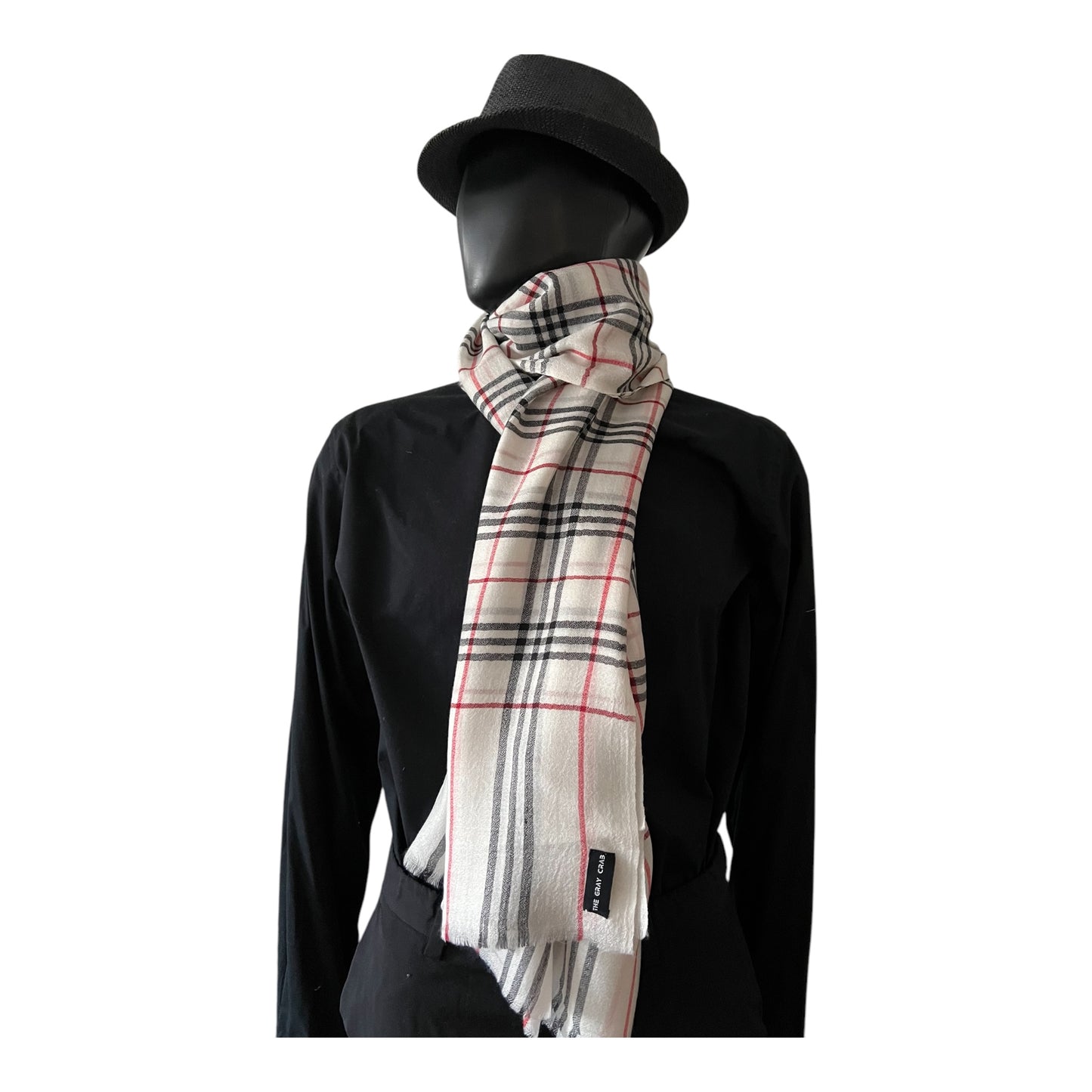 Classic White Plaid Scarf