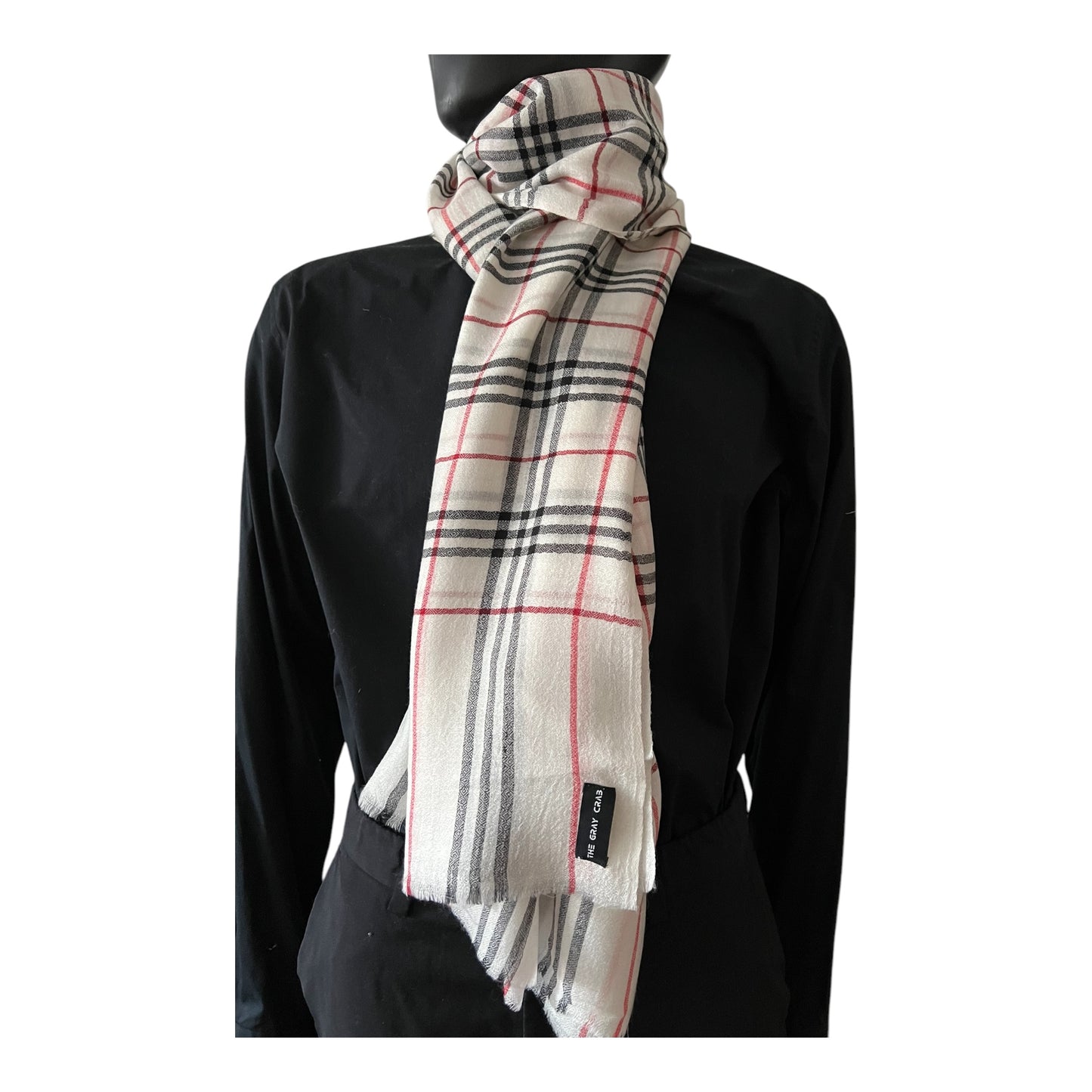 Classic White Plaid Scarf