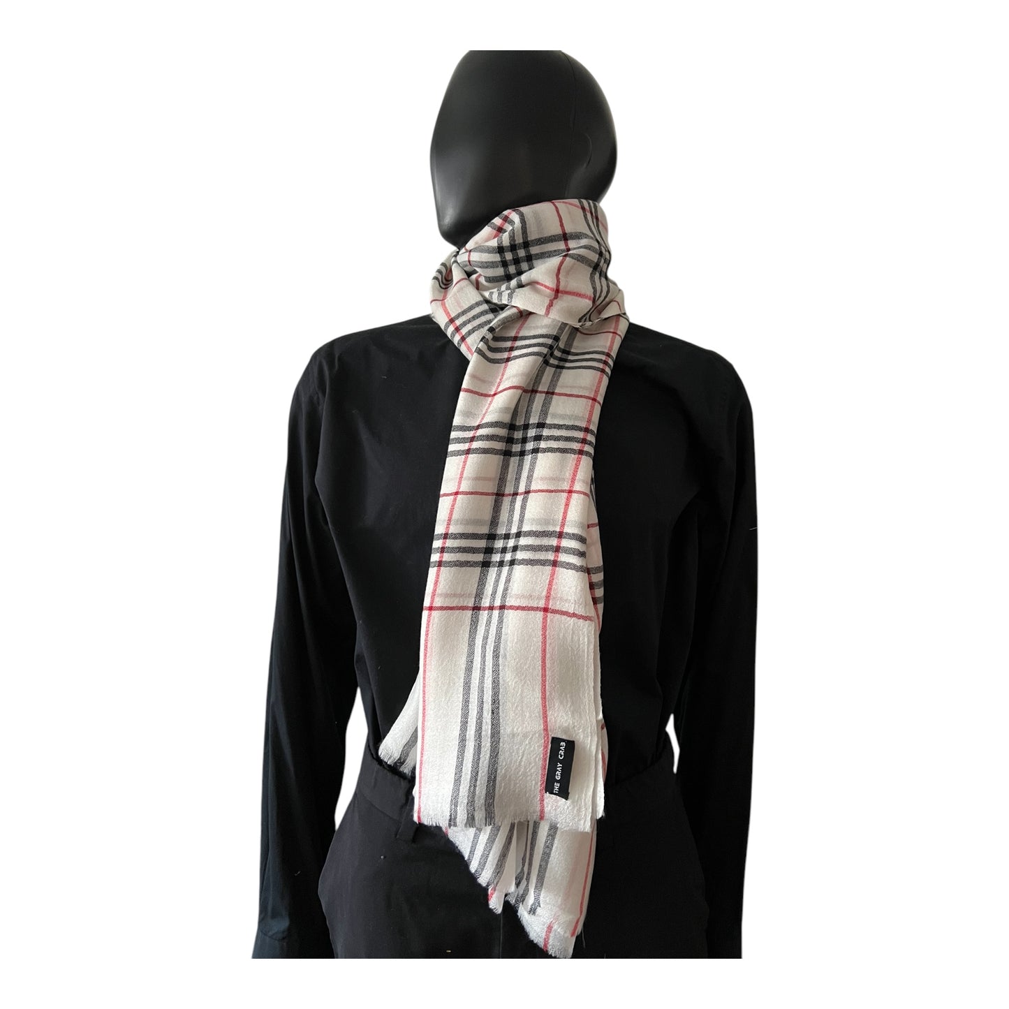 Classic White Plaid Scarf