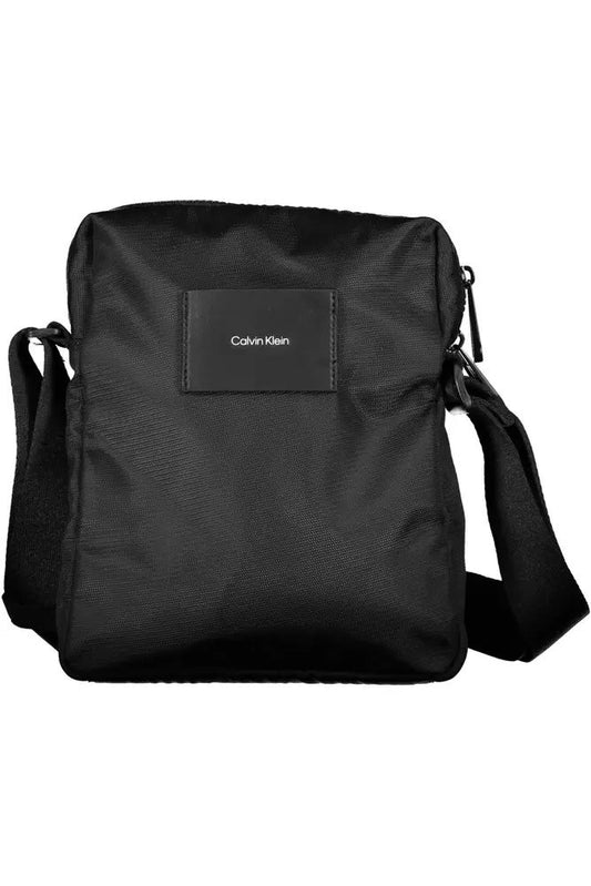 Calvin Klein Sleek Black Shoulder Bag with Contrasting Details