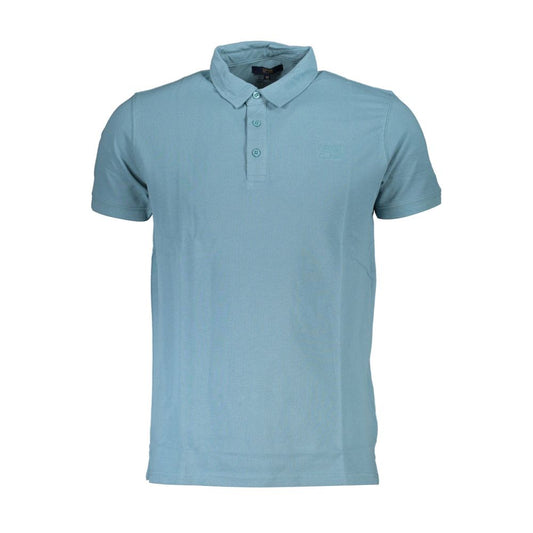 Cavalli Class Light Blue Cotton Polo Shirt
