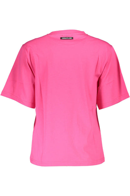 Cavalli Class Elegant Pink Printed Tee with Chic Appeal