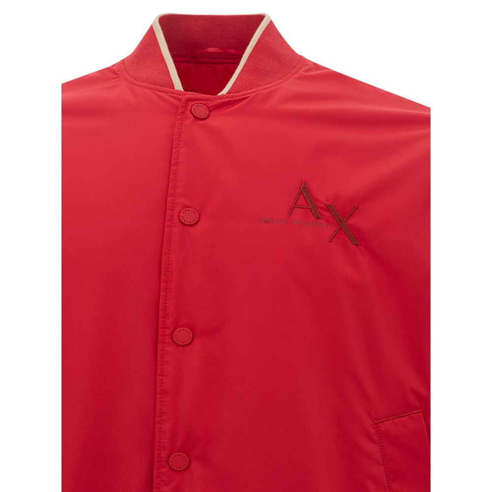 Armani Exchange Vibrant Red Polyester Jacket for Men