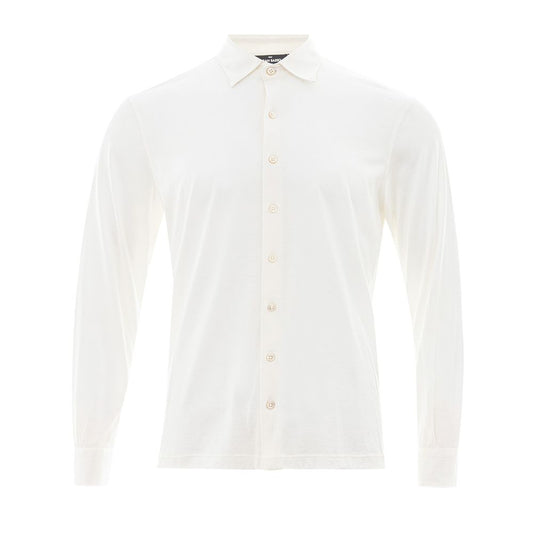Gran Sasso Elegant White Silk-Cotton Blend Shirt